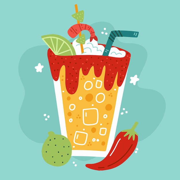 Gratis vector handgetekende verfrissende michelada-illustratie