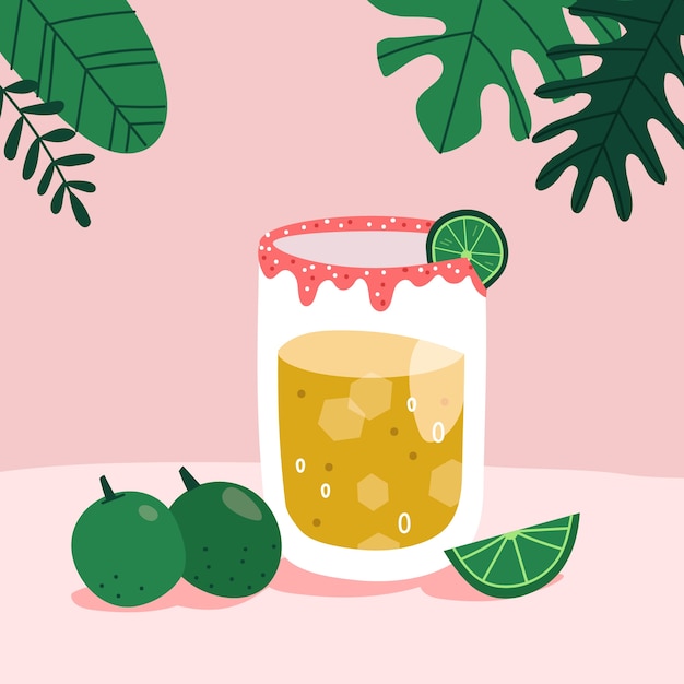 Gratis vector handgetekende verfrissende michelada-illustratie