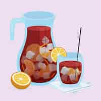 Gratis vector handgetekende verfrissende sangria-illustratie