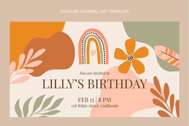 Handgetekende verjaardag youtube channel art