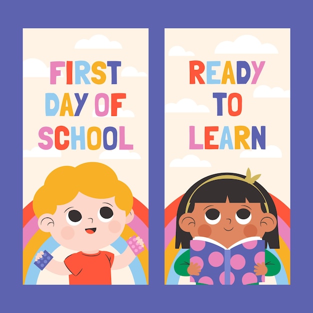 Gratis vector handgetekende verticale banner van de kleuterschool