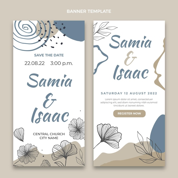 Gratis vector handgetekende verticale banners voor bruiloften