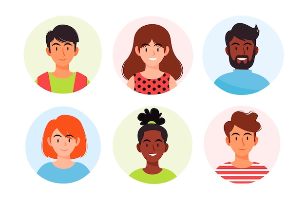 Handgetekende verzameling van verschillende profiel iconen