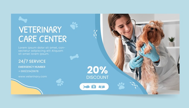 Handgetekende veterinaire centrum verkoop banner