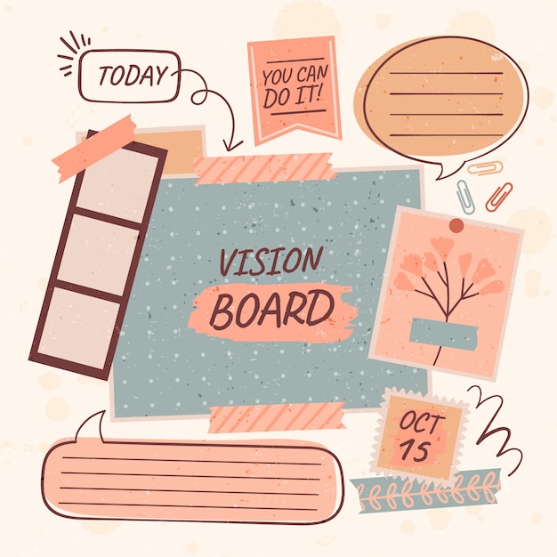 Gratis vector handgetekende vision board illustratie