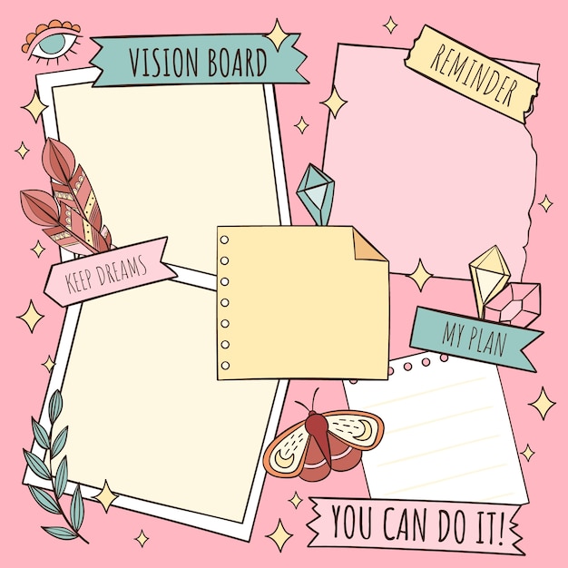 Gratis vector handgetekende vision board illustratie