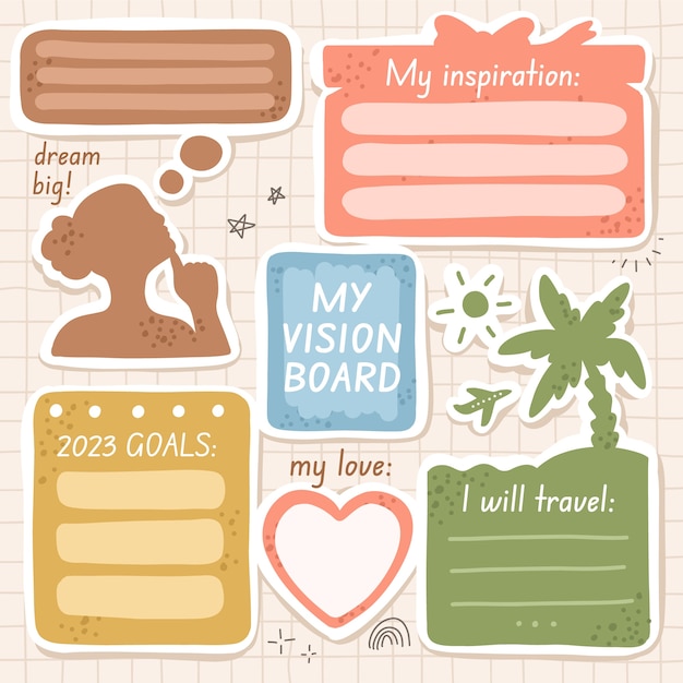 Gratis vector handgetekende vision board illustratie