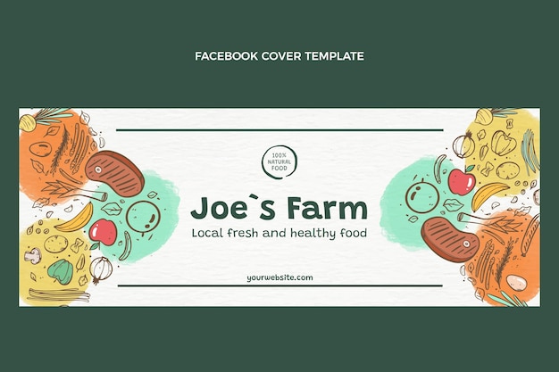 Gratis vector handgetekende voedsel facebook-omslag