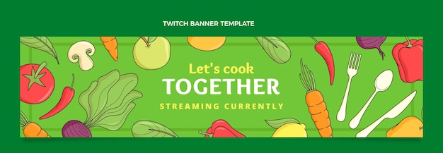 Handgetekende voedsel twitch banner