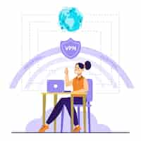 Gratis vector handgetekende vpn-illustratie