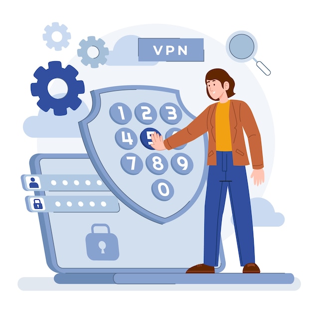 Handgetekende vpn-illustratie