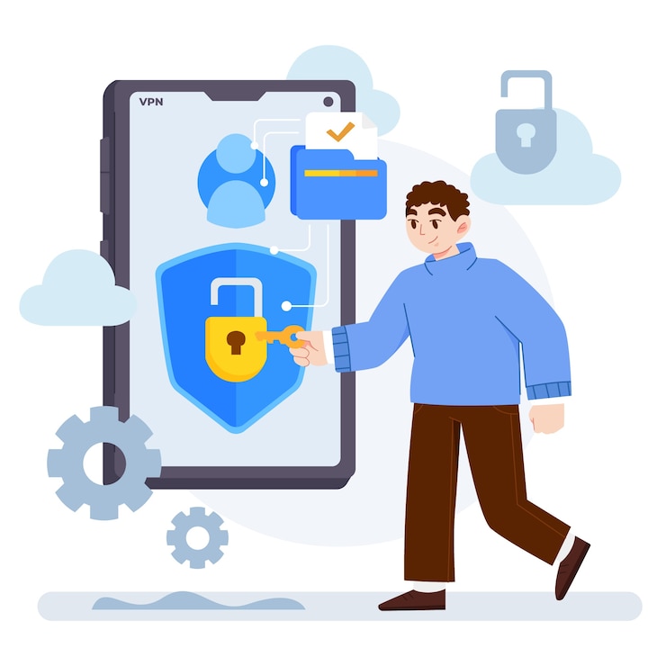 Gratis Vector handgetekende vpn-illustratie