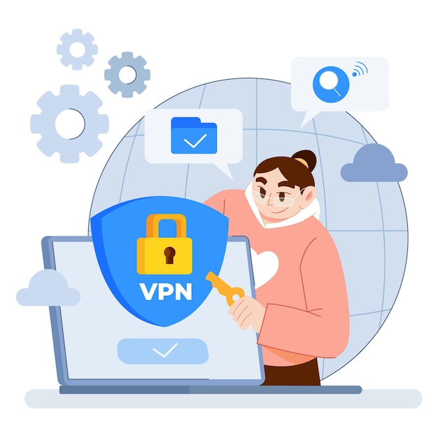 Gratis vector handgetekende vpn-illustratie