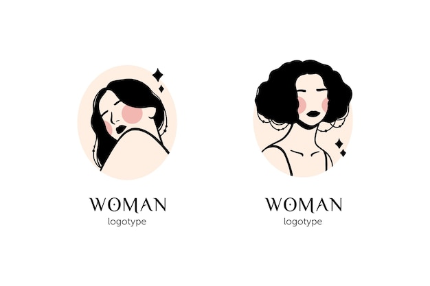 Gratis vector handgetekende vrouw logo sjabloon