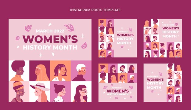 Handgetekende vrouwengeschiedenis maand instagram posts collectie