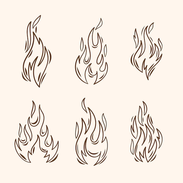 Handgetekende vuur schets illustratie