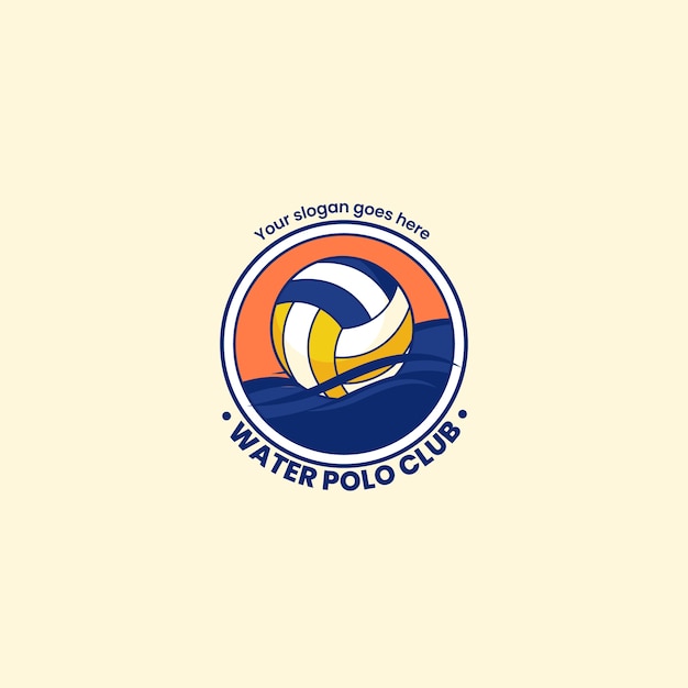 Handgetekende waterpolo logo sjabloon
