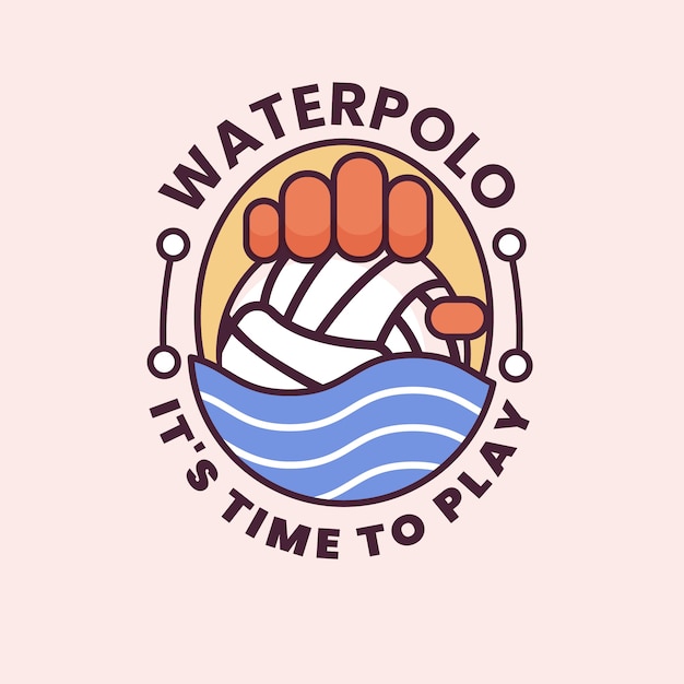 Handgetekende waterpolo logo sjabloon