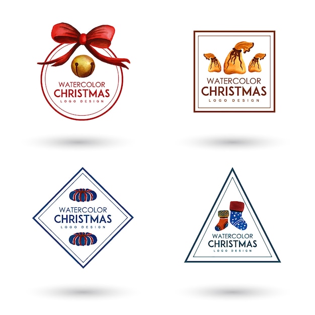 Handgetekende Waterverf Christmas Logo Designs