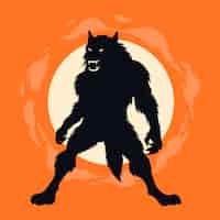Gratis vector handgetekende weerwolf silhouet illustratie