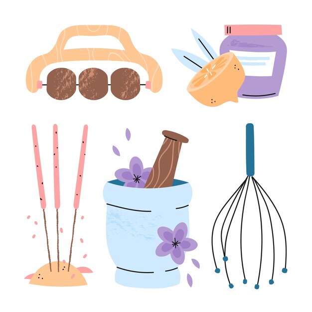 Gratis vector handgetekende wellness- en spa-stickers