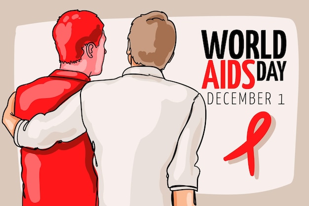 Gratis vector handgetekende wereld aids dag achtergrond