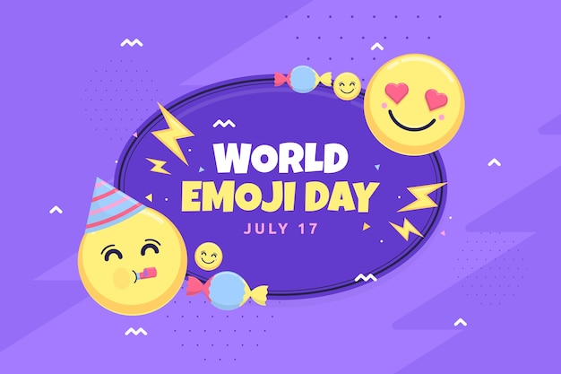 Handgetekende wereld emoji dag achtergrond
