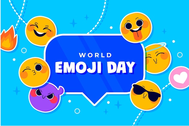 Handgetekende wereld emoji dag achtergrond