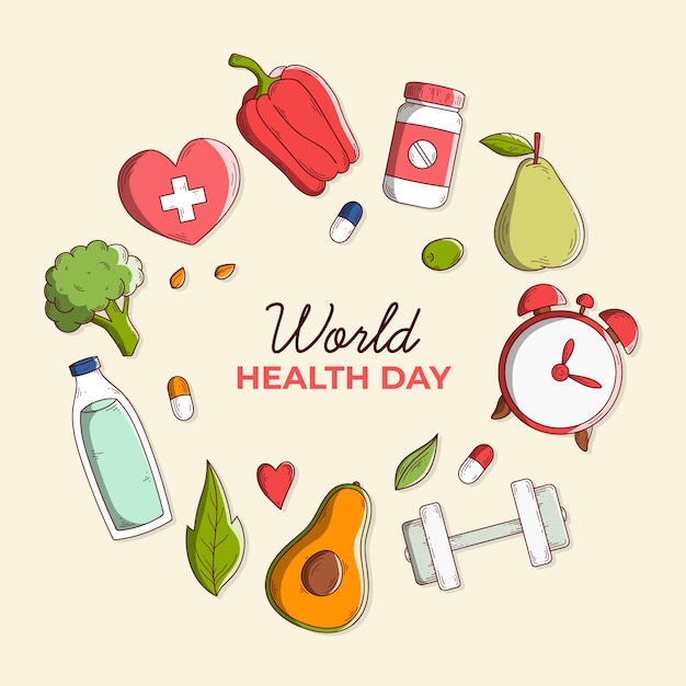 Gratis vector handgetekende wereld gezondheid dag ontwerp