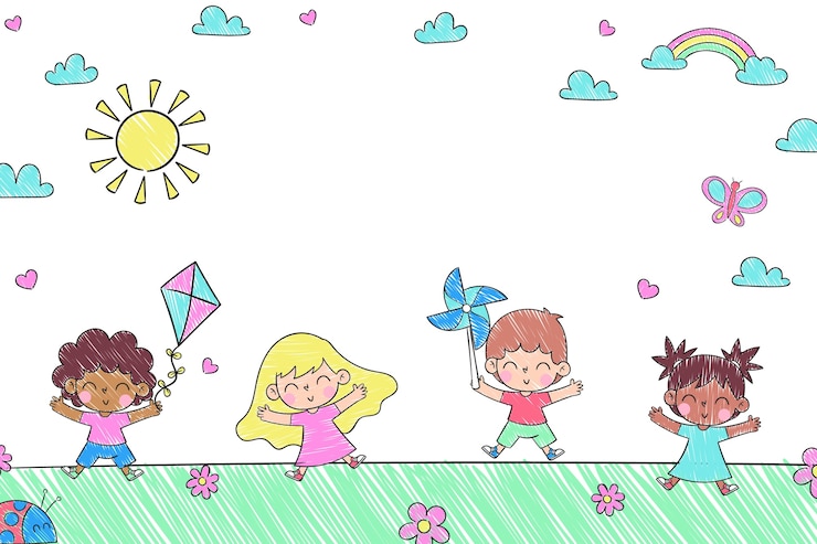 Gratis Vector handgetekende wereld kinderdag achtergrond