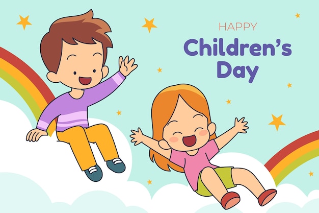 Gratis vector handgetekende wereld kinderdag achtergrond