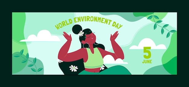 Handgetekende wereld milieu dag facebook cover