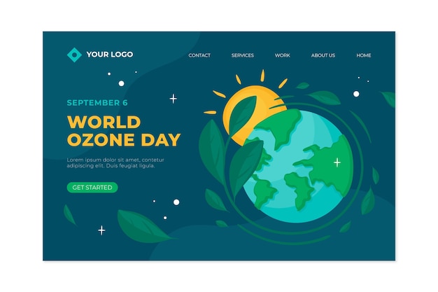 Gratis vector handgetekende wereld ozon dag bestemmingspagina sjabloon