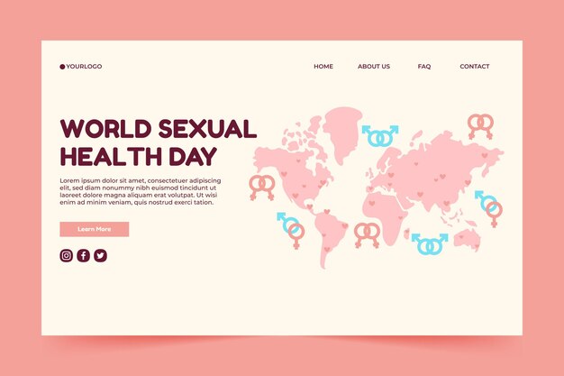 Handgetekende wereld seksuele gezondheid dag bestemmingspagina sjabloon