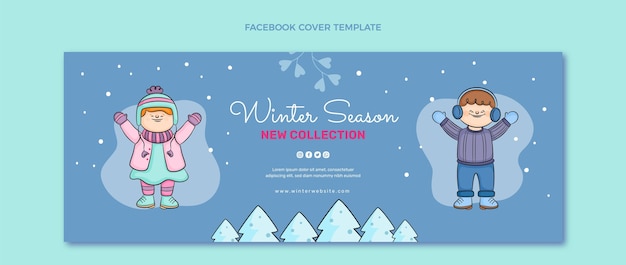 Gratis vector handgetekende winter sociale media voorbladsjabloon