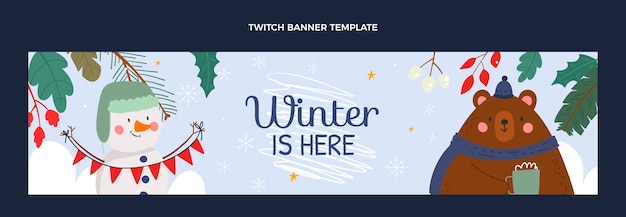 Gratis vector handgetekende winter twitch banner