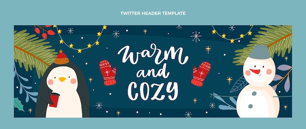 Gratis vector handgetekende winter twitter header