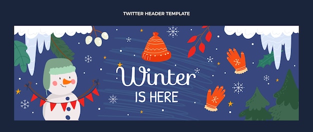 Handgetekende winter twitter header