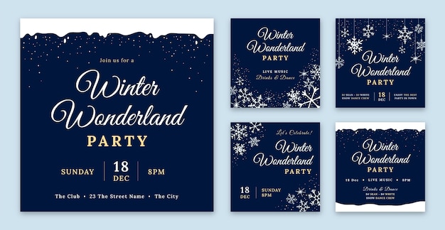 Handgetekende winterfeest instagram posts