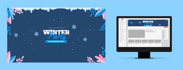 Gratis vector handgetekende winterfeest youtube channel art