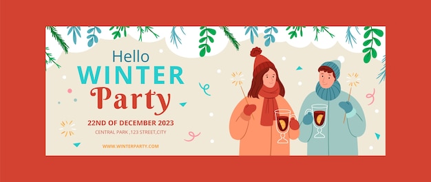 Gratis vector handgetekende winterfeestsjabloon