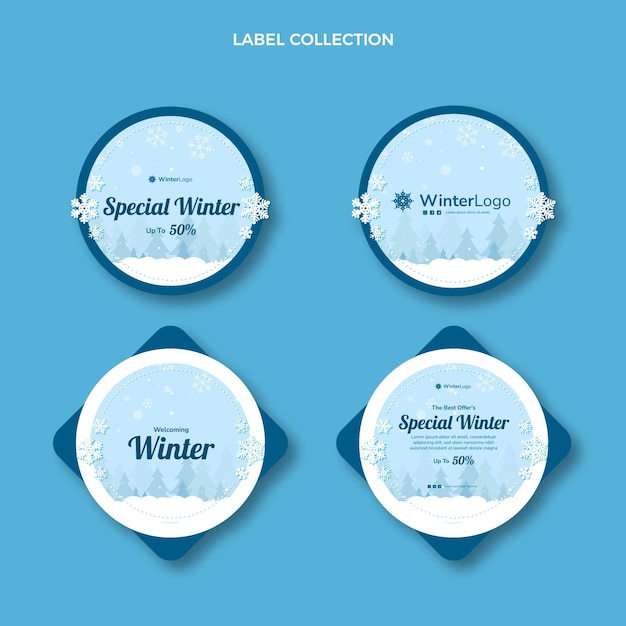 Gratis vector handgetekende winterlabels collectie