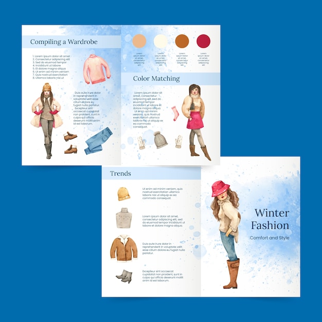 Gratis vector handgetekende wintermodebrochure