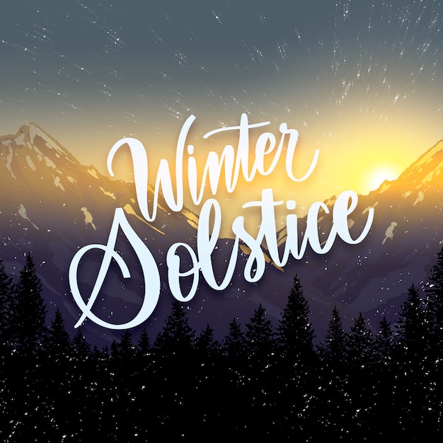 Gratis vector handgetekende winterzonnewende belettering