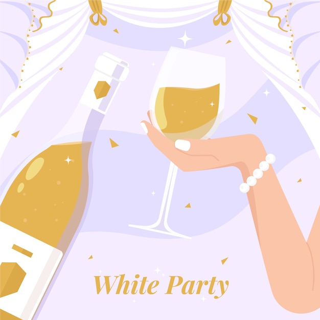 Handgetekende witte feestillustratie