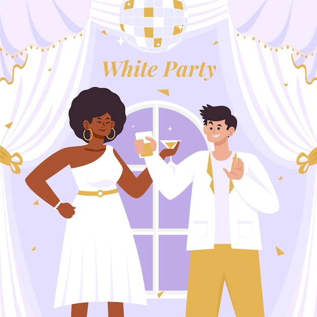 Gratis vector handgetekende witte feestillustratie