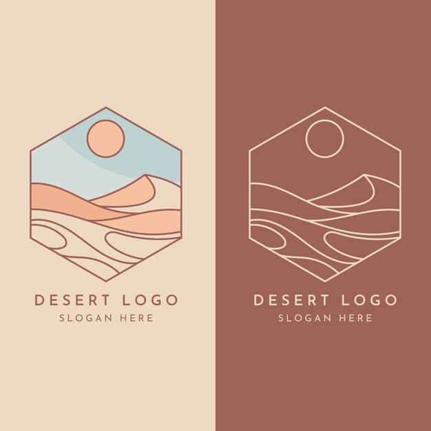 Handgetekende woestijn logo sjabloon