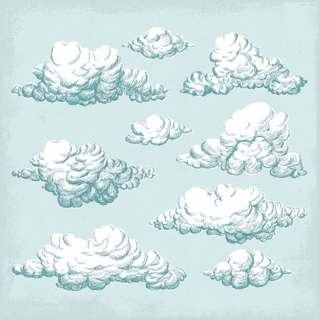Handgetekende wolkencollectie graveren