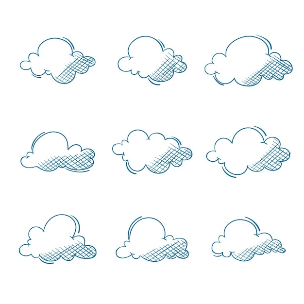 Gratis vector handgetekende wolkencollectie graveren