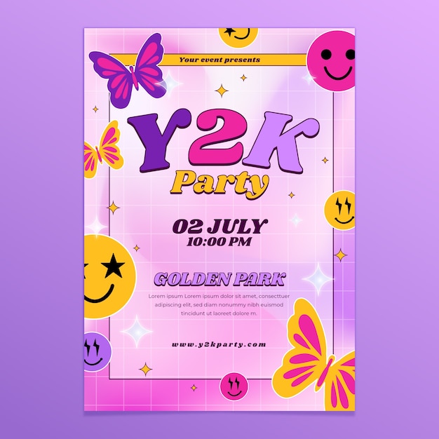 Handgetekende y2k posters sjabloon